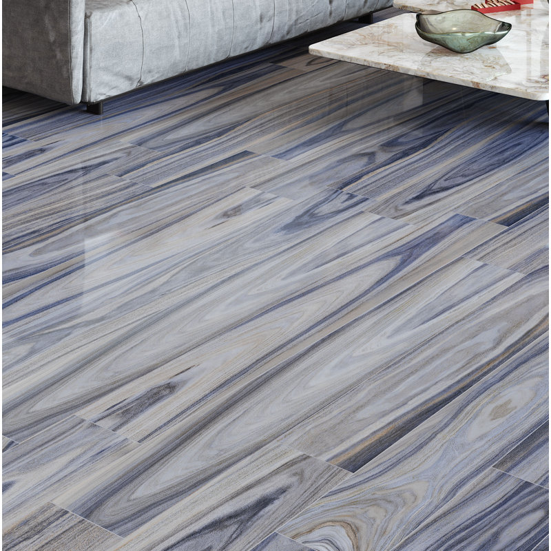 MSI Dellano 8" x 48" Porcelain Wood Look Tile in Blue/Gray & Reviews